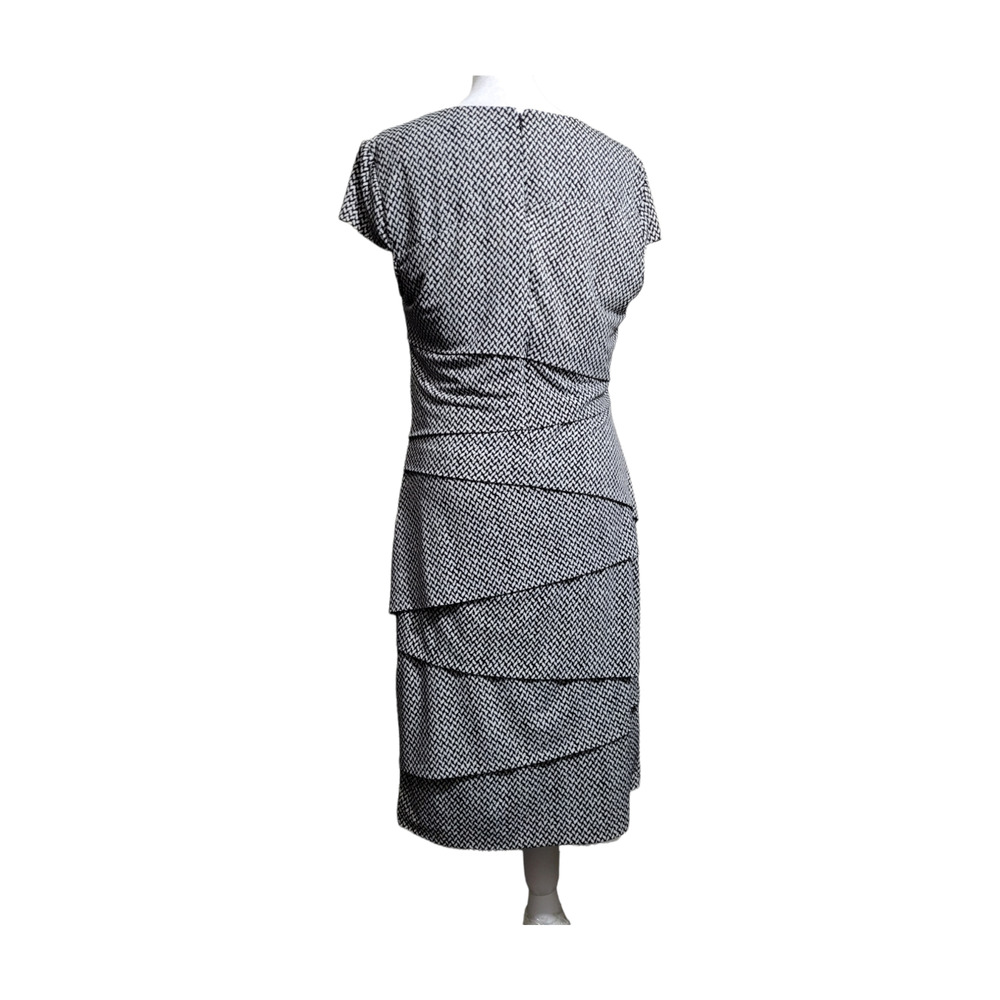 WHITE HOUSE BLACK MARKET Instantly Slimming Black & White Tiered Dress Sz. 12 - Picture 2 of 8